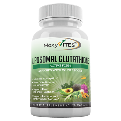 #ad MoxyVites Liposomal Glutathione Active Form Enriched w Whole Foods 120 Capsules $29.39