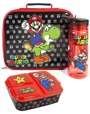 Super Mario Lunch Box Set Kids School Food bag Water Bottle Snack Pot $31.99