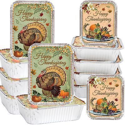 #ad Thanksgiving Aluminum Food Containers with Lids Thanksgiving Leftover Contain... $32.56