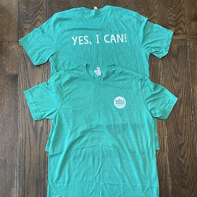 #ad Whole Foods Market Green T Shirt Size Large Lot Of 2 New Yes We Can Double Sided $21.95