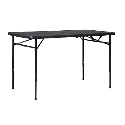 #ad 4 Foot Adjustable Folding TableFold in Half Adjustable Folding Table Rich Black $28.98