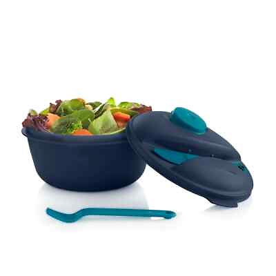 #ad NEW Tupperware salad on the go set Dark blue free shipping $35.00