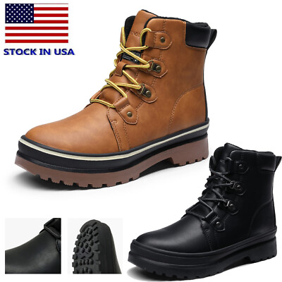 Men#x27;s Insulated Waterproof Snow Boots Warm Winter Non slip Outdoor Work Shoes US $19.99