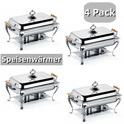 4 Pack 8 QT Stainless Steel Chafer Buffet Chafing Dish Set Buffet Food Warmer US $342.00