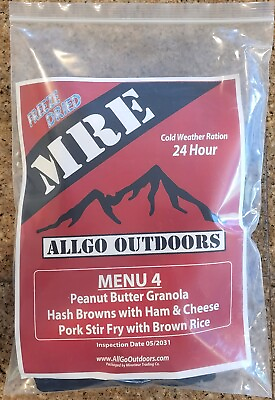 #ad AllGo Outdoors Freeze Dried MCW Survival Food 24hr Field Ration Menu 4 MRE $29.99