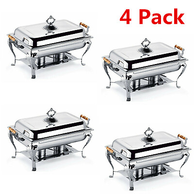 4 Pack Catering Stainless Steel Chafer Chafing Dish 8 QT Full Size Buffet Tray $342.00
