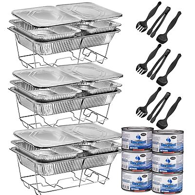 #ad Disposable Chafing Dish Buffet Set Food Warmers for Parties Complete 33 Pcs o... $91.88