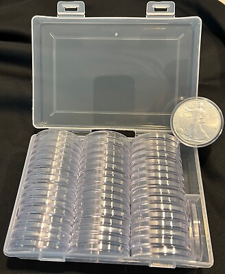 50 DIRECT FIT AIRTIGHT 40.6MM AMERICAN SILVER EAGLE 1 OZ COIN HOLDERS CAPSULES $13.49