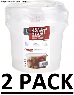 2 PACK Cambro round Translucent Container with Lid 6 Qt. FREE SHIPPING $18.75