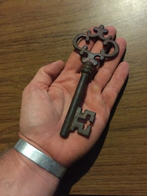 #ad #ad Victorian Master Door Cast Iron Skeleton Key HUGE Cathedral Patina Collector WOW $13.96