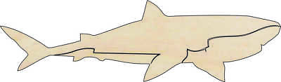 #ad Shark Laser Cut Wood Shape SEA66 $33.40