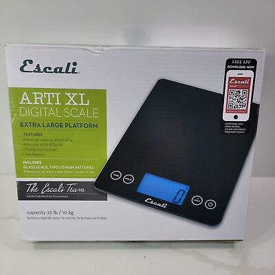 Escali Arti Digital Scale XL Kitchen Food Scale Glass Black. $30.99