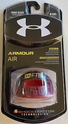 #ad New Under Armour Air Shock Doctor OSFM Football Mouthguard Lip Shield Red Heated $15.99