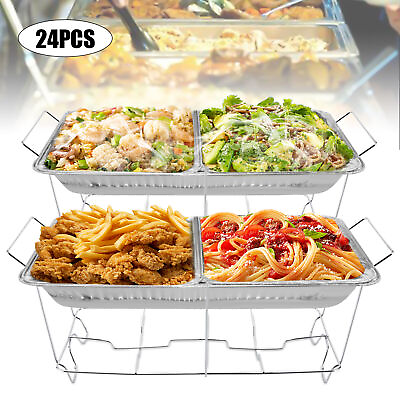 #ad 24 PACK Buffet Chafer Food Warmer Wire Frame Stand Rack Full Size Chafing Dish $116.00