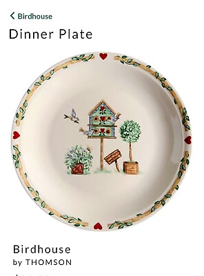 Thomson Pottery Plates Birdhouse twelve  10 1 4” eight 7 3 4 salad plates $295.00
