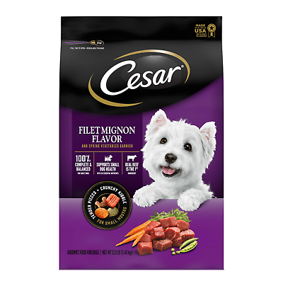 CESAR Filet Mignon with Spring Vegetables Garnish Dry Dog Food for Small Breed D $18.98