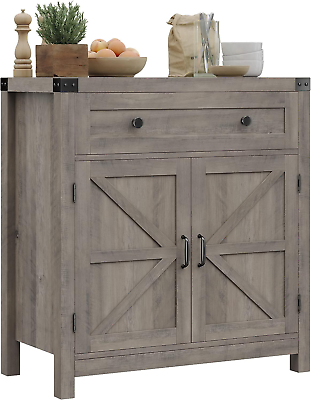 #ad #ad Coffee Bar Cabinet Modern Farmhouse Buffet Sideboard with Drawer and Adjustable $185.99