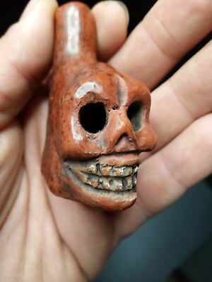 Death Whistle Loud Red Small Real Aztec Maya Original Hand Crafted. $18.99