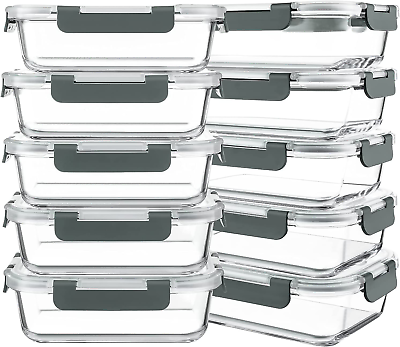 #ad 10 Packs 30 Oz Glass Meal Prep ContainersGlass Food Storage Containers with Lid $61.59