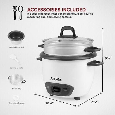 Best Small Rice Cooker Maker Food Steamer Electric Warmer Kitchen White USA $23.97