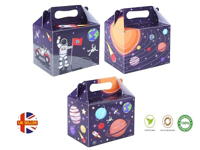 #ad Space Planets H B Party Food Boxes Childrens Picnic Carry Meal Box Birthday Bag GBP 3.99