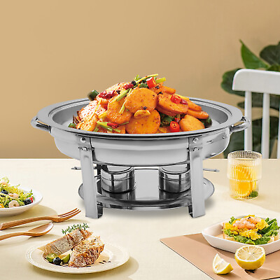 #ad Stainless Steel Oval Food Warmer Chafing Dish Chafer Tray with Fuel Holder 8L $61.75
