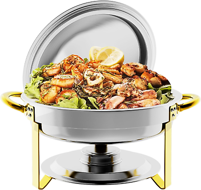 #ad Chafing Dish Buffet Set Stainless Steel round Chafers and Buffet Warmers Set 5 $67.92