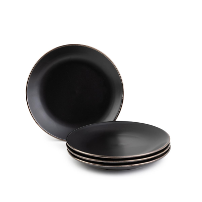 #ad Thyme amp; Table Dinnerware Black Onyx Stoneware Salad round Plates 4 Pack $16.77