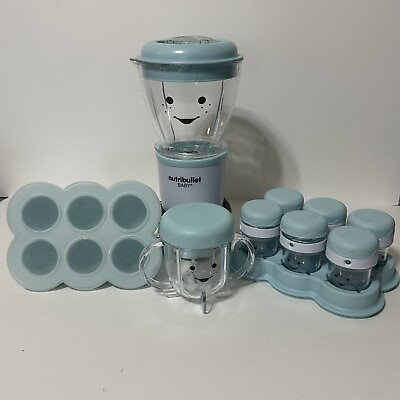 #ad NutriBullet Baby Food Blender Blue 32oz. Cups And Silicone Form $34.99