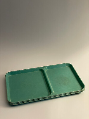 #ad RARE Vintage MCM Blue Cambro Tray Split 2 Section Lot of 3 $23.99