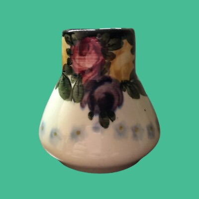 #ad Vtg antique Elmshorn Keramik pottery bud vase multicolor roses Art Deco Nouveau $50.00