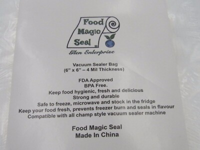 #ad 100 6quot;x 6quot; Bags Food Magic Seal 4 Mil for Vacuum Sealer Food Storage Bags $18.99