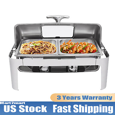 #ad Electric Buffet Food Roll Top Chafing Dish Servers and Warmers with Cover 2 Pans $171.00