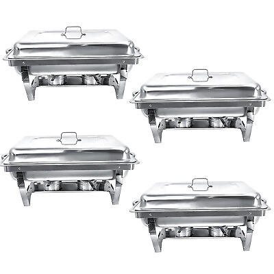 #ad 4 Pack Chafing Dish Buffet Set 8QT Food Warmer for Parties Buffets Christmas $95.99