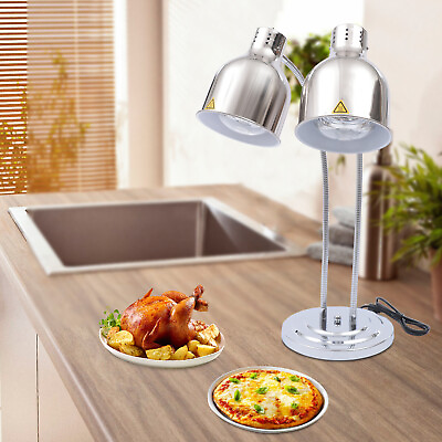 #ad Double Head Tabletop Food Heating Lamp Buffet Food Warmer Light with 2 Bulbs NEW $188.54