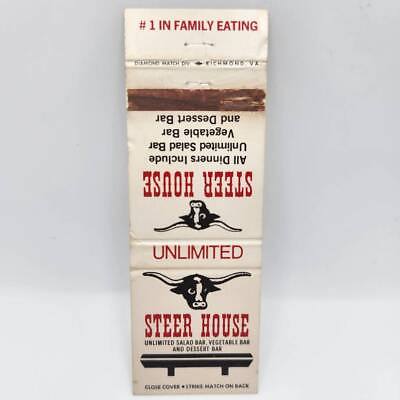 #ad Vintage Matchbook Steer House Restaurant Salad Bar $7.95