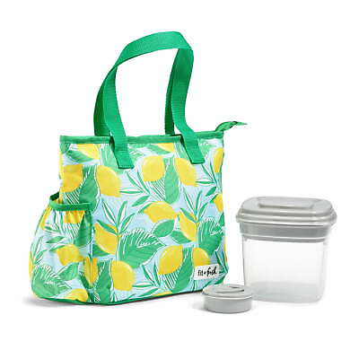 #ad Fit Fresh Insulated Lunch Bag for Women with Salad Container Lemon Breeze $22.47