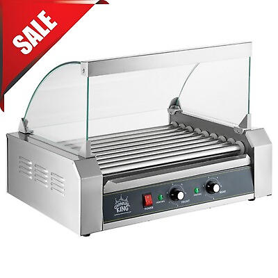 24 Hot Dog Roller Grill with 9 Rollers and Glass Sneeze Guard $187.83