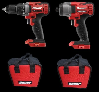 #ad BAUER Bundle 20V Drill Driver amp; Hex Compact Tool Only $49.99