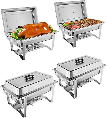 #ad #ad 8QT Roll Top Chafing Dish Buffet Warmers Set Stainless Steel w Water Pan $123.49