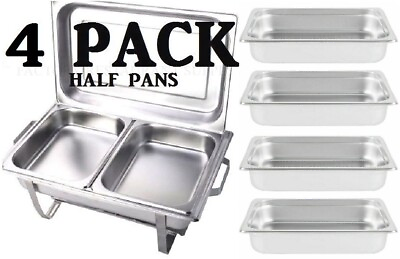 HALF INSERTS ONLY 4 PACK 2 1 2quot; Deep Stainless Steel Chafing Dish Chafer Pan $64.00