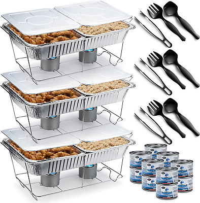#ad Disposable Chafing Dish Buffet Set 39 Piece Food Warmers for Parties Buffet Se $68.99