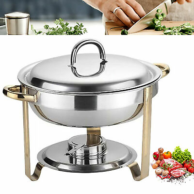 #ad #ad 4 L Round Chafing Dish Food Warmer Tray Stainless Steel Buffet Catering USA HOT $24.71