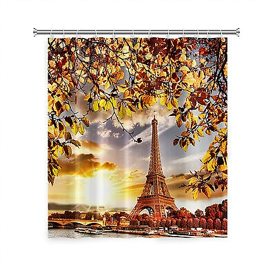 Paris Eiffel Tower Sunrise Fabric Shower Curtain Vintage Modern 71quot;x71quot; NEW $17.89