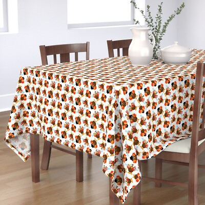 Tablecloth Thanksgiving Funny Turkey Face Christmas Food Kids Cotton Sateen $149.60