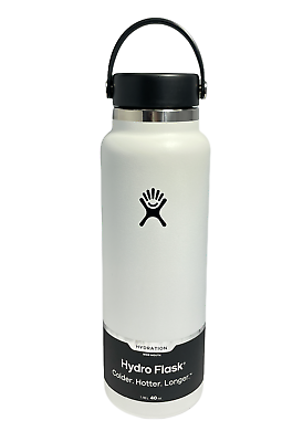#ad Hydro Flask Wide Mouth w Flex Cap 1.18L 40oz WHITE NEW $36.95
