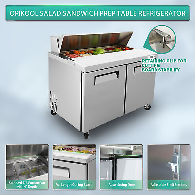 #ad 48quot; Sandwich Prep Table Commercial Salad Food Refrigerator ETL 14 cu.ft 2 Door $1719.00