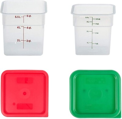 #ad Cambro Containers With Lids 4 Quart and 6 Quart Food Storage Set 2 Pack $34.00