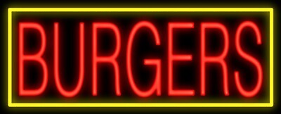 #ad 24quot;x12quot; Neon Sign Burgers Food Light Lamp Tube Glass Workshop Garage Collection $221.30