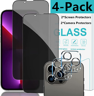 For iPhone 14 13 12 11 Pro Max X Privacy Tempered Glass Screen Camera Protector $9.25